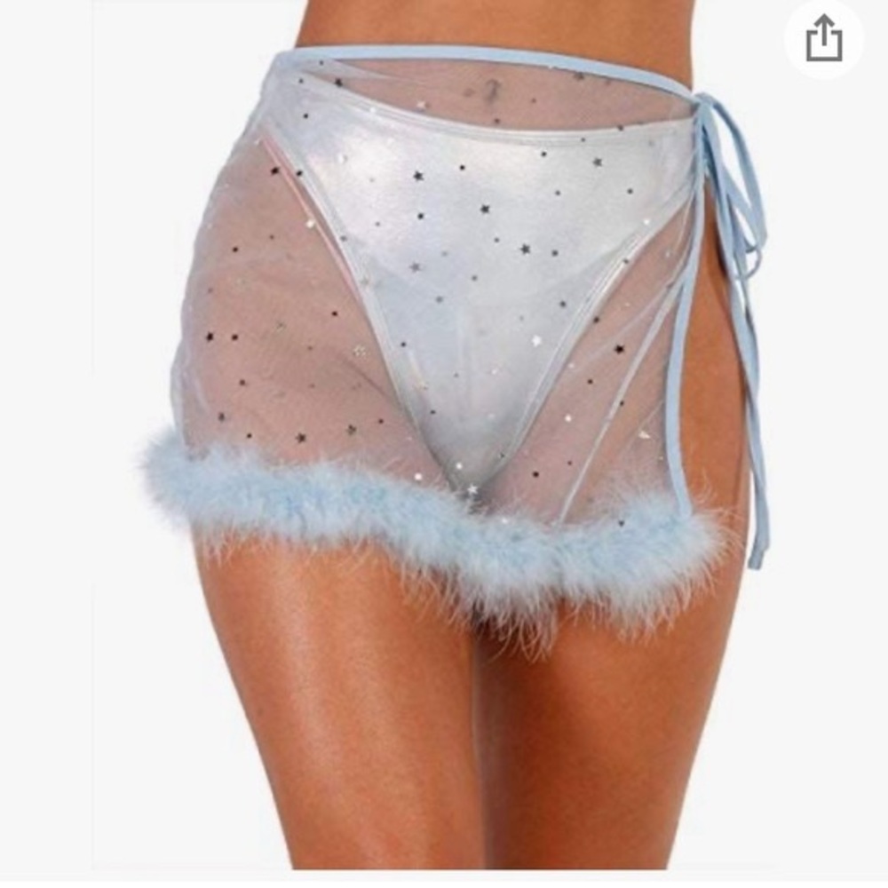 IHeartRaves sparkly blue cover up skirt
